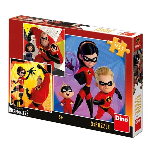 Hračky puzzle DINOTOYS - rodina úžasných 2: hrdinovia 3x55 Puzzle