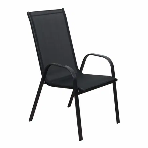 Záhradné stoličky a kreslá KONDELA Aldera záhradná stolička tmavosivá / čierna