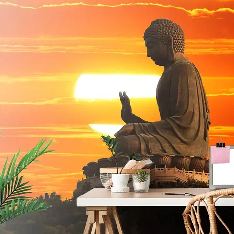 Tapety Feng Shui Tapeta socha Budhu pri západe slnka