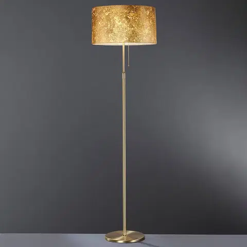 Stojacie lampy Hufnagel Vznešená stojaca lampa Loop povlak lístkové zlato