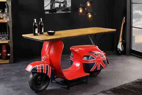 Jedálenské stoly LuxD Dizajnový barový stôl Fahima 174 cm červený
