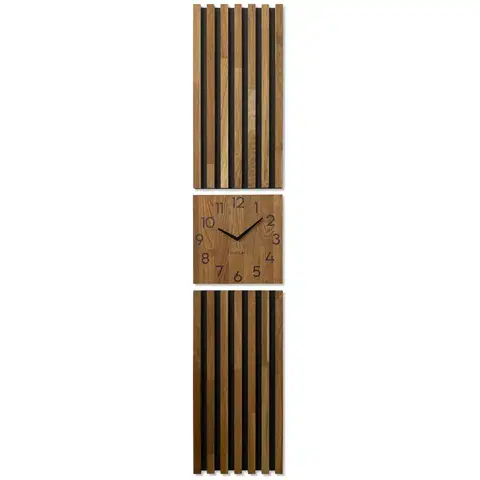 Hodiny Závesné hodiny z dubového dreva Lamele 155cm FlexiStyle z235-d1