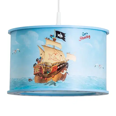 Závesné svietidlá Elobra Detská závesná lampa Capt'n Sharky