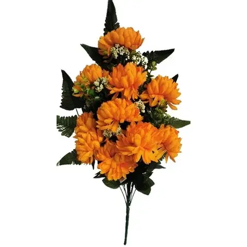 Kvety Umelá dekoratívna kytica Chryzantéma, oranžová, výška 60 cm
