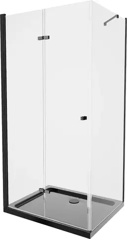 Vane MEXEN/S - Lima sprchový kút zalamovacie dvere 90 x 100, transparent, čierny + Flat čierna vanička so sifónom 856-090-100-70-00-4070B
