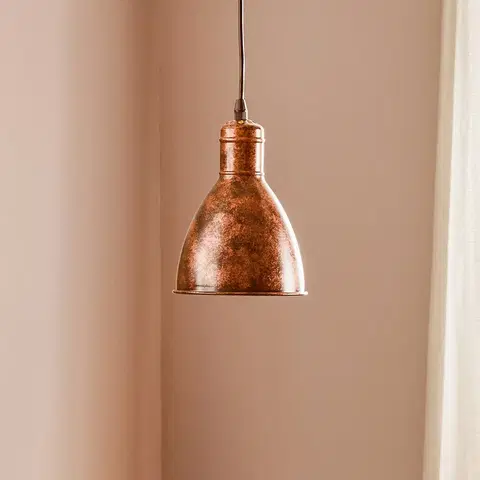 Závesné svietidlá EGLO Vintage závesná lampa Priddy 1pl starožitná medená