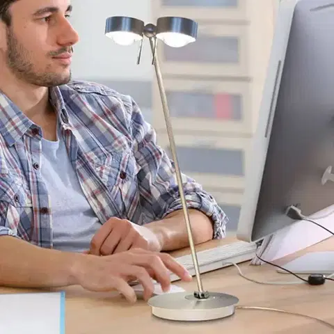 Stolové lampy na písací stôl Top Light Stolná LED lampa Puk Table Twin chróm
