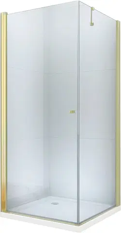 Vane MEXEN/S - Pretoria sprchovací kút krídlový 80x100, sklo transparent, zlatá + vanička 852-080-100-50-00-4010