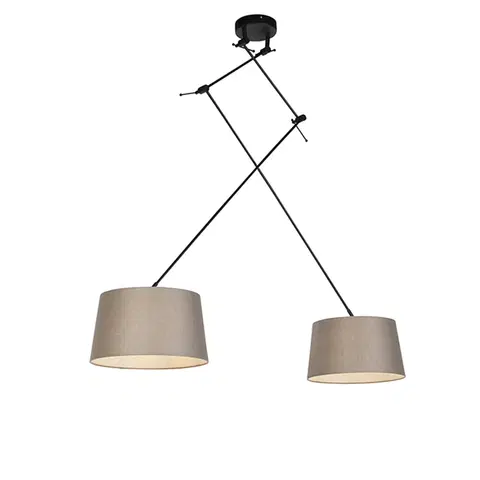 Zavesne lampy Závesná lampa s ľanovými tienidlami tupá 35 cm - Blitz II čierna
