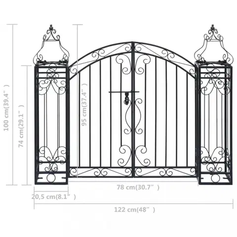 Záhradné potreby Okrasná záhradná brána kov Dekorhome 100 cm