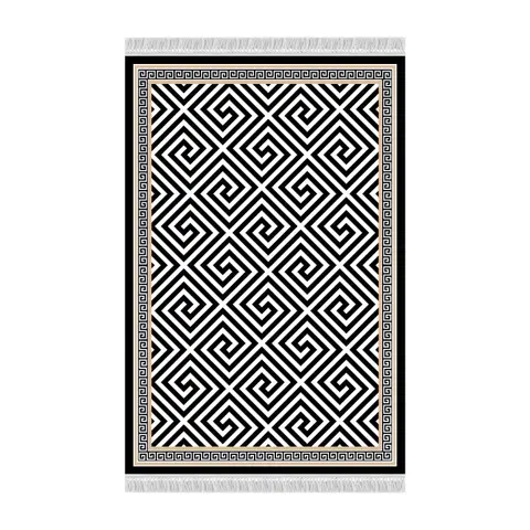 Koberce a koberčeky KONDELA Motive koberec 80x200 cm čierna / biela