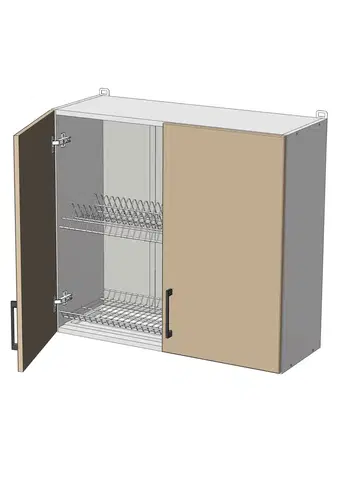 Kuchynské skrinky horná skrinka s odkvapkávačom š.80, v.72, Modena WD8072, grafit / biely mat