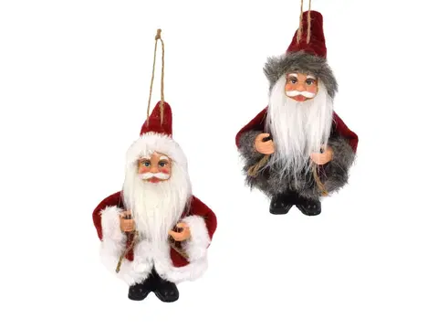Vianočné dekorácie MAKRO - Santa Claus visiací 15cm rôzne druhy