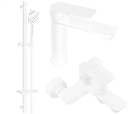Sprchy a sprchové panely MEXEN/S - Royo DQ62 Set umývadlové a vaňové batérie s príslušenstvom, biela 72203DQ62-20