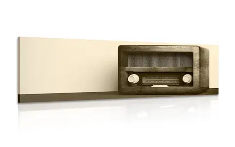 Čiernobiele obrazy Obraz retro rádio v sépiovom prevedení