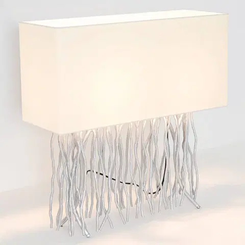 Lampy na nočný stolík Holländer Stolná lampa Capri, hranatá, ekru/strieborná