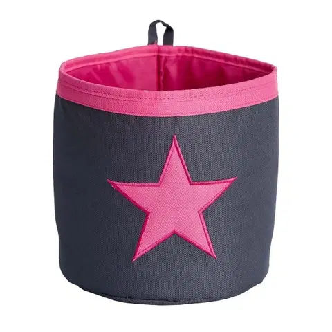 Boxy na hračky LOVE IT STORE IT - Malý úložny box, okrúhly - šedý, ružová hviezda