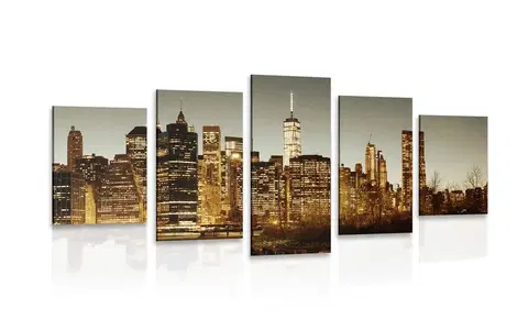 Obrazy mestá 5-dielny obraz centrum New Yorku