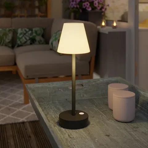 Stolove lampy Stolná lampa tmavošedá vrátane LED nabíjateľná s dotykovým stmievačom - Renata