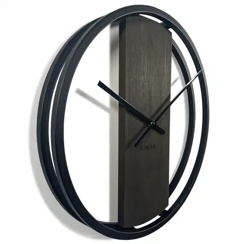 Hodiny Dubové hodiny Loft Round kovové 50cm, z231 wenge