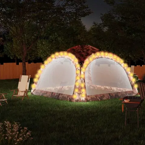 Záhradné párty stany Párty stan s LED svetlami 3,6x3,6 m Dekorhome Maskáč