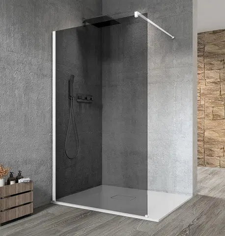 Sprchové dvere GELCO - VARIO WHITE jednodielna sprchová zástena na inštaláciu k stene, dymové sklo, 1200  GX1312GX1015