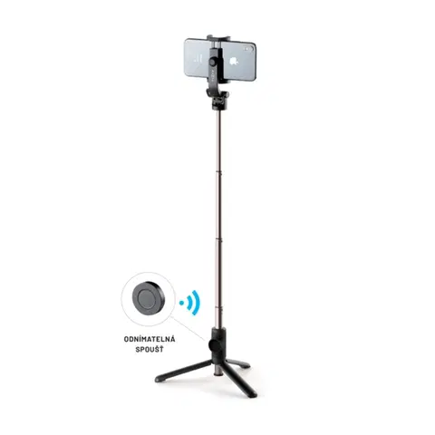 Držiaky na mobil FIXED Snap Selfie Tyč s tripodom a bezdrôtovou spúšťou, 14" závit, čierna FIXSS-SN-BK