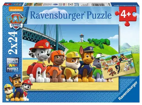 Hračky puzzle RAVENSBURGER - Labková Patrola: Statoční psi; 2x24 dielikov