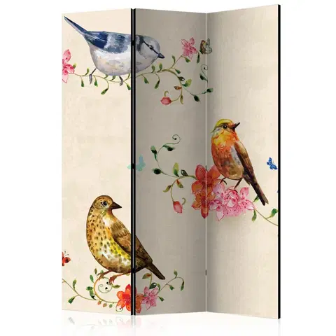Paravány Paraván Bird Song Dekorhome 135x172 cm (3-dielny)