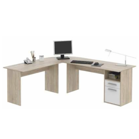Písacie a pracovné stoly KONDELA Maurus MA11 New rohový pc stolík dub sonoma / biela