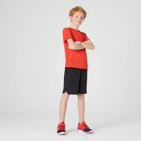 nohavice Chlapčenské tričko 500 na cvičenie červené