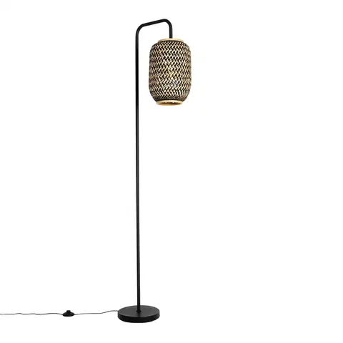 Stojace lampy Orientálna stojaca lampa bambus s čiernou - Yvonne