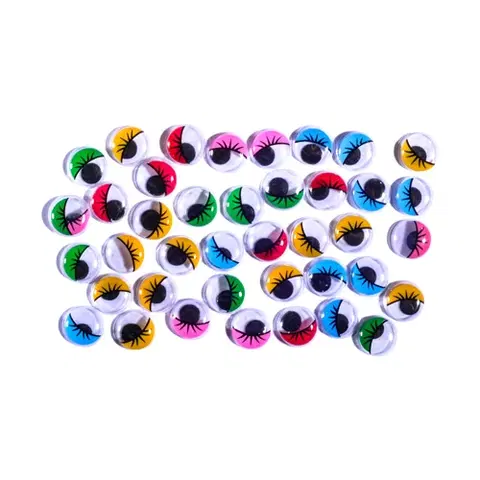 Kreatívne a výtvarné hračky JUNIOR-ST - Dekorácia pohyblivé oči farebné 12 mm, sada 40 ks
