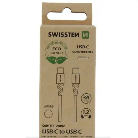 USB káble Swissten Data Cable USB-C  USB-C 1,2 m, biely 71506301ECO