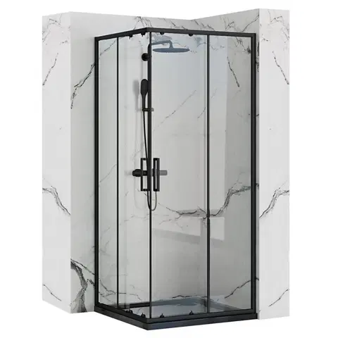 Sprchovacie kúty REA - Sprchový kút Punto 90x90 čierny REA-K4801