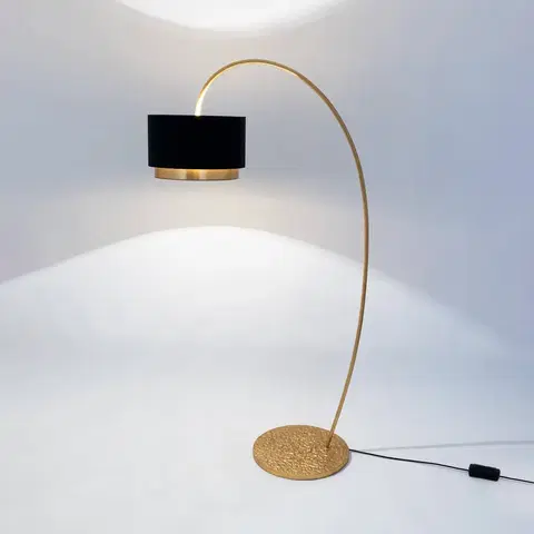 Stojacie lampy do obývačky Holländer Stojacia lampa Meteor, zlatá farba, výška 169 cm, železo