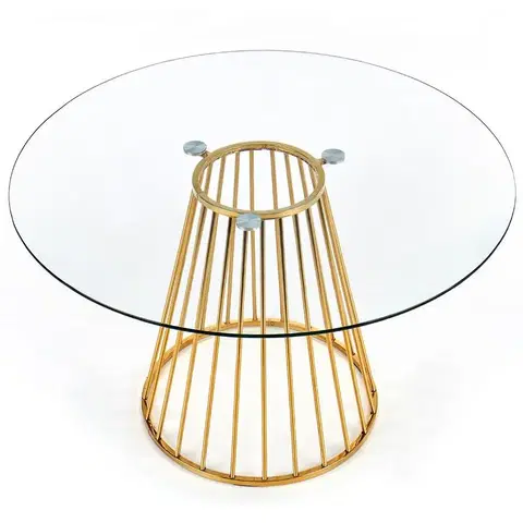 Stoly v podkrovnom štýle Stôl Liverpool 120 Sklo/Oceľ – Transparentný/Zlatá