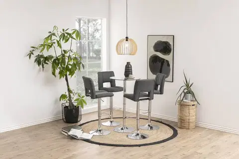 Barové stoličky Dkton Dizajnová barová stolička Nerine, tmavo šedá a chrómová-tkanina