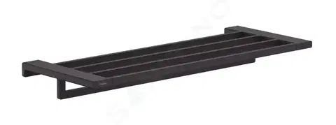 Držadlá k vani HANSGROHE - AddStoris Polička s držiakom uterákov, dĺžka 650 mm, matná čierna 41751670