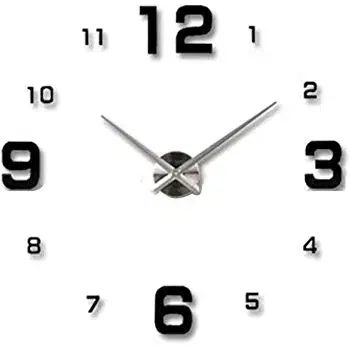 Hodiny 3D Nalepovacie hodiny Clock BIG 3-12 XL, Silver Black 90-130cm