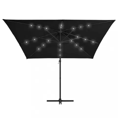 Slnečníky Konzolový slnečník s LED svetlami 250x250 cm Dekorhome Čierna