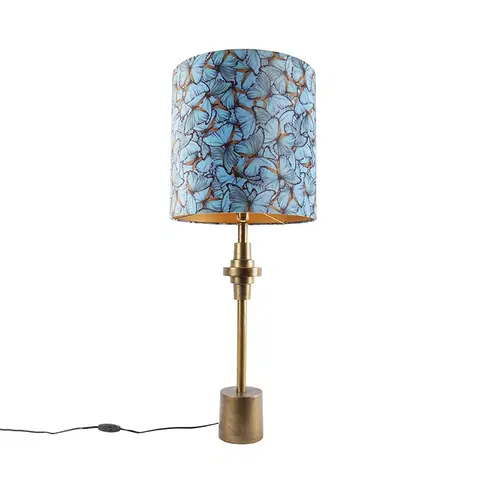 Stolove lampy Stolová lampa bronzový zamatový odtieň motýlikové prevedenie 40 cm - Diverso