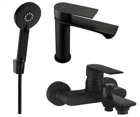 Sprchy a sprchové panely MEXEN/S - Royo R40 Set umývadlové a vaňové batérie s príslušenstvom, čierna 72203R40-70