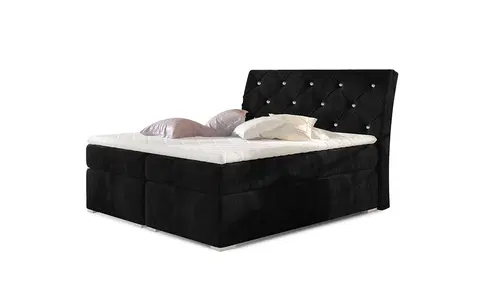Postele NABBI Beneto 160 čalúnená manželská posteľ s úložným priestorom čierna (Kronos 07)