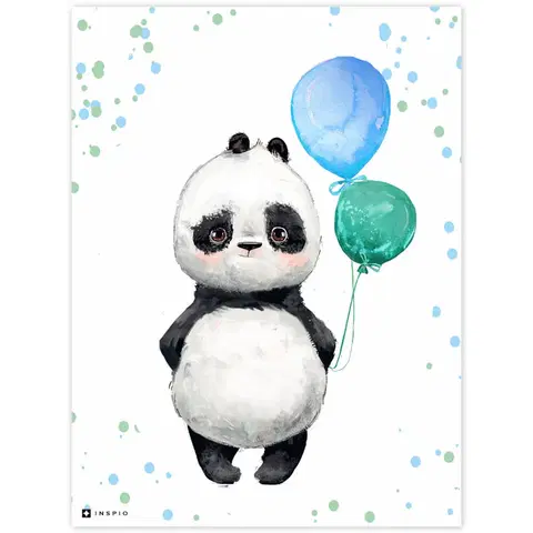 Obrazy do detskej izby Obrázok - panda s balónmi do detskej izby