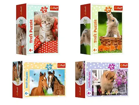 Hračky puzzle TREFL -  Puzzle 54 mini - Kôň, králik, pes a mačka