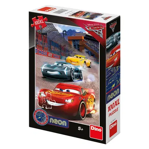 Hračky puzzle DINO - Walt Disney Cars3: Víťazné kolo 100 dielikov XL neon