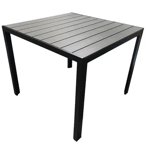 Záhradné stoly Stôl Douglas šedý s vrchnou doskou z polywoodu 90x90 cm