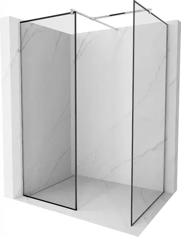 Sprchové dvere MEXEN/S - Kioto Sprchová zástena Walk-in 150 x 70 cm, čierny vzor, chróm 800-150-202-01-70-070