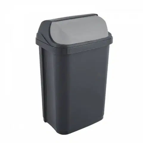 Odpadkové koše Kinekus Kôš na odpad so zasúvacím vekom 25 l, plastový, ROLL TOP, grafit